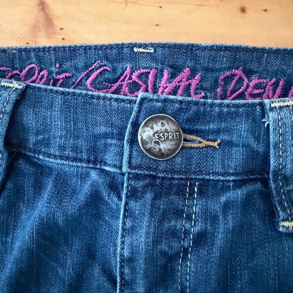 Y2K Esprit Casual Denim Skirt Blue Washed Classic Fit Button Fly 27 Indie Preppy - Picture 3 of 9